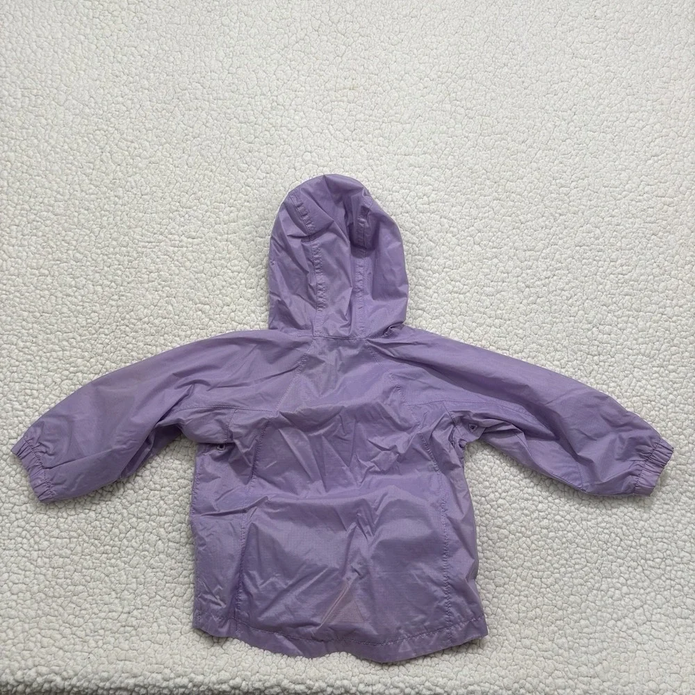 L.L.Bean Toddler Girls Rain Jacket Purple Hooded Full Zip Lightweight 12-18M